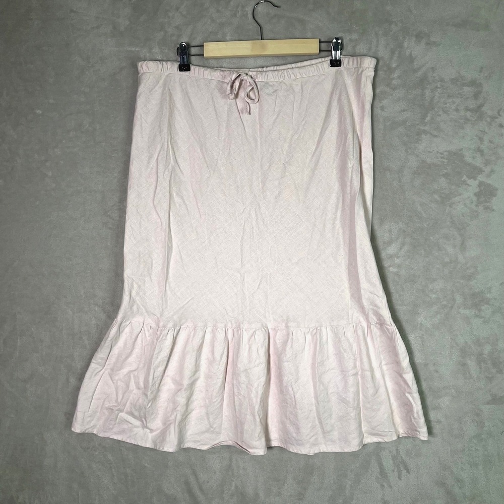 Mossimo 100% Linen Midi Skirt XL Baby Blush Pink‎ Mermaid Hem Y2K Boho Coastal